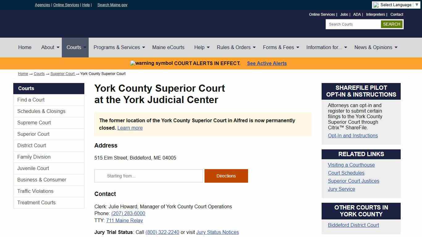 York County Superior Court: State of Maine Judicial Branch